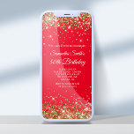 50e verjaardag van Red and Gold Glitter Kaart<br><div class="desc">Een glamoureuze 50e verjaardag uitnodiging voor afdrukken of digitaal downloaden. Faux glanzend goudglitter met sparkles tegen een heldere, heldere rode achtergrond. Pas de kalligrafie en de lettertypestijlen, de kleur en de grootte aan zoals nodig om uw eigen uitnodiging voor haar glamoureuze mijlpaalviering te creëer. Alle dunne en glitterelementen in dit...</div>