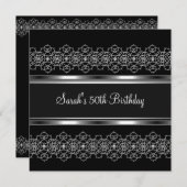 50e verjaardag van Silver Lace Black Kaart (Voorkant / Achterkant)