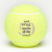 50e verjaardag van Tennis Court Queen Personalized Tennisballen (Achterkant)