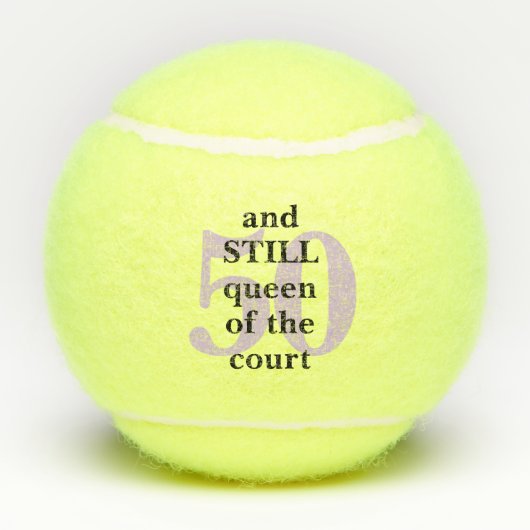 50e verjaardag van Tennis Court Queen Personalized Tennisballen (Achterkant)