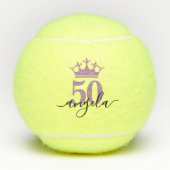 50e verjaardag van Tennis Court Queen Personalized Tennisballen (Voorkant)