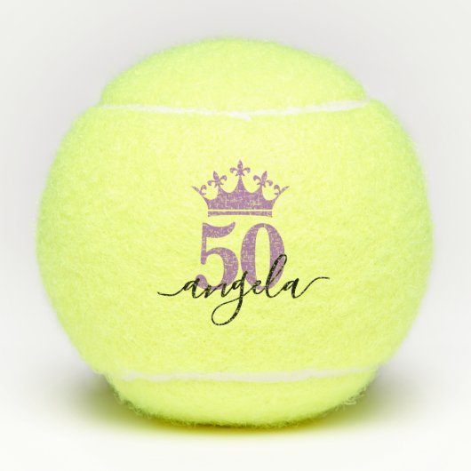 50e verjaardag van Tennis Court Queen Personalized Tennisballen (Voorkant)