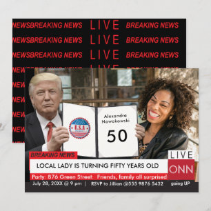 50e verjaardag van Trump Women's Funny TV News Kaart