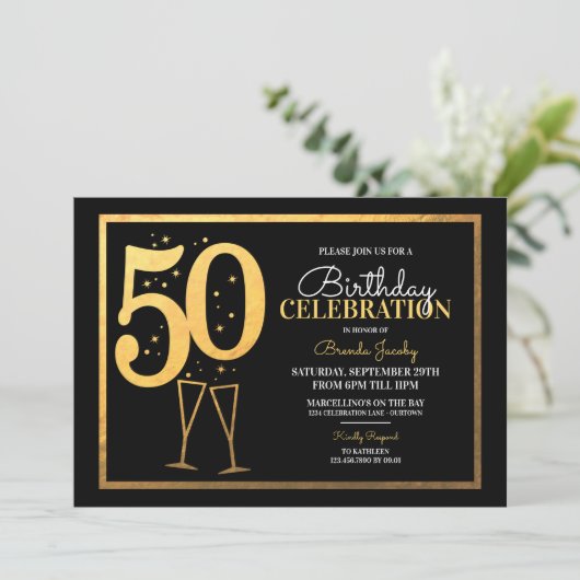 50e verjaardag van uitnodigingen (Staand voorkant)
