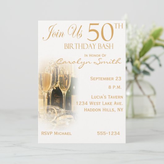 50e verjaardag van uitnodigingen (Staand voorkant)