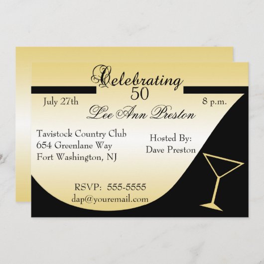 50e verjaardag van uitnodigingen (Voorkant / Achterkant)