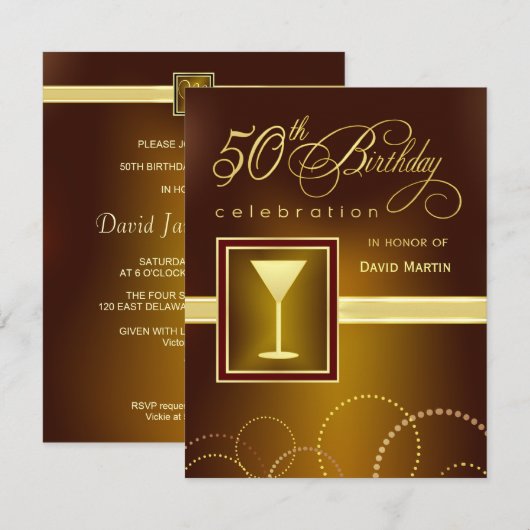 50e verjaardag van uitnodigingen van de partij - h (Voorkant / Achterkant)