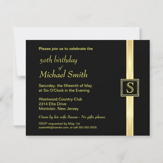 50e verjaardag van uitnodigingen van de partij - M (Achterkant)