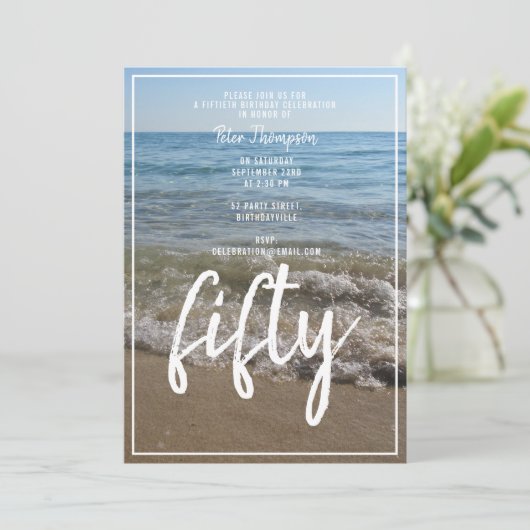 50e verjaardag van zee- en Zandstrand Kaart (Staand voorkant)