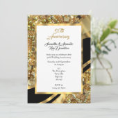 50e verjaardag van zwart en goud kaart (Staand voorkant)