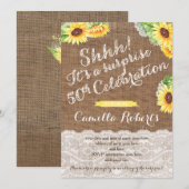 50e verjaardag Verrassenfeest voor dame, zonnebloe Kaart (Voorkant / Achterkant)