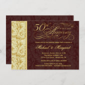 50e verjaardag verrassingsfeest - Goud Damast Kaart (Voorkant / Achterkant)