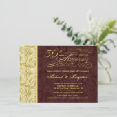 50e verjaardag verrassingsfeest - Goud Damast Kaart (Staand voorkant)