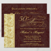 50e verjaardag verrassingsfeest - Goud Damast Kaart (Voorkant / Achterkant)