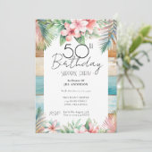 50e verjaardag verrassingsfeest tropisch kaart (Staand voorkant)