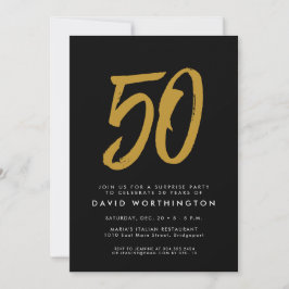 50e verjaardag verrassingsfeest zwart goud kaart