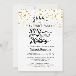 50e Verjaardag Verrassingsfeestje Retro Gold Confe Kaart