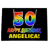 50e verjaardag: Vet, Vun, Eenvoudig, Regenboog 50 Groot Cadeauzakje (Voorkant)