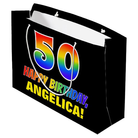 50e verjaardag: Vet, Vun, Eenvoudig, Regenboog 50 Groot Cadeauzakje (Achterkant Gekanteld)