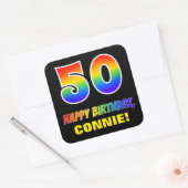 50e verjaardag: Vet, Vun, Eenvoudig, Regenboog 50 Vierkante Sticker (Envelop)