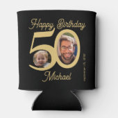 50e verjaardag vet zwart goud 2 foto's naam blikjeskoeler (Achterkant)