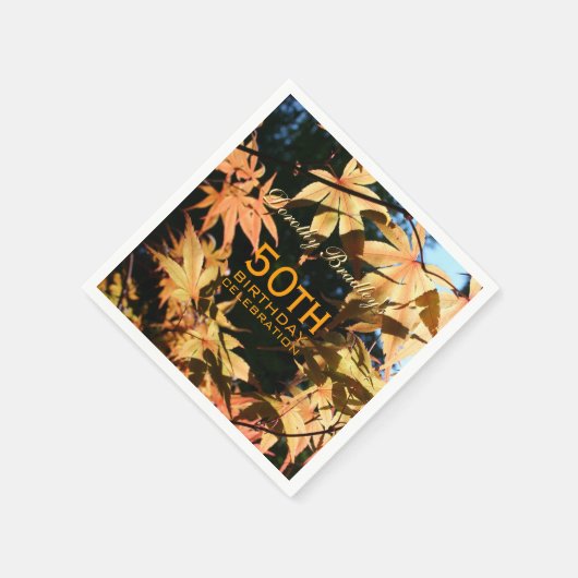 50e verjaardag Viering Herfst Custom P. Napkin Servetten (Hoek)