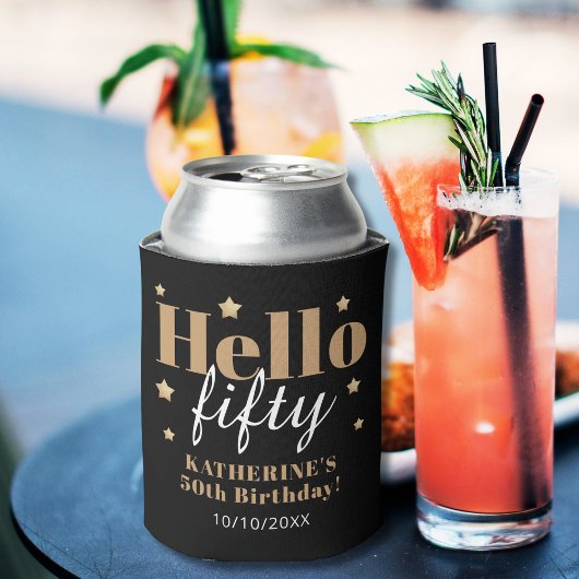 50e verjaardag viering zwart en goud blikjeskoeler