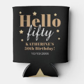 50e verjaardag viering zwart en goud blikjeskoeler (Voorkant)