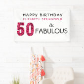 50e verjaardag Vijftig en Fabulous gepersonaliseer Spandoek (Insitu)