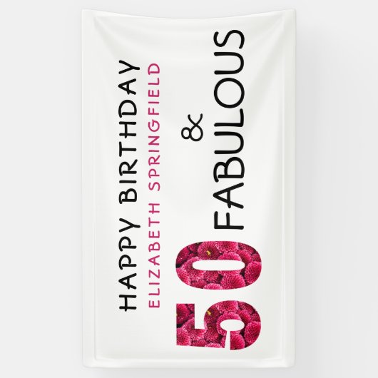 50e verjaardag Vijftig en Fabulous gepersonaliseer Spandoek (Verticaal)