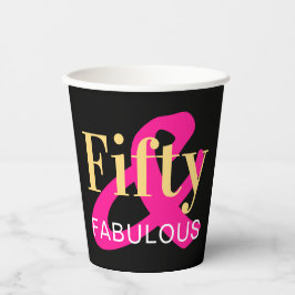 50e verjaardag Vijftig en Fabulous Hot Pink Party Papieren Bekers