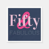 50e verjaardag Vijftig en Fabulous Pink Blue Party Servet (Voorkant)