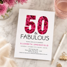 50e verjaardag Vijftig en Fabulous Roze Bloemen