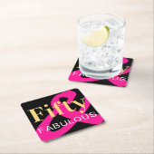 50e verjaardag Vijftig en Fabulous Zwart Goud Roze Kartonnen Onderzetters (Insitu)