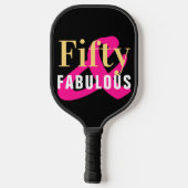 50e verjaardag Vijftig en Fabulous Zwart Goud Roze Pickleball Paddle (Achterkant)