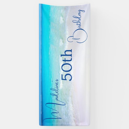 50e verjaardag Vijftig en fantastisch strand Spandoek (Verticaal)