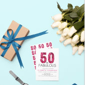 50e verjaardag vijftig en verbluffend roze bloemen kaart