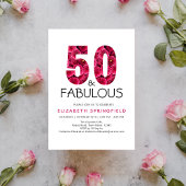 50e verjaardag vijftig en verbluffend roze bloemen kaart