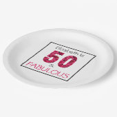 50e verjaardag vijftig en verbluffend roze bloemen papieren bordje (Gekanteld)