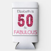 50e verjaardag vijftig en verbluffend roze bloemen seltzer blikjeskoeler (Voorkant)