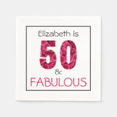 50e verjaardag vijftig en verbluffend roze bloemen servet (Voorkant)