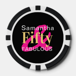 50e verjaardag Vijftig Fabulous gepersonaliseerd H Poker Chips