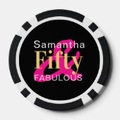 50e verjaardag Vijftig Fabulous gepersonaliseerd H Poker Chips (Achterkant)