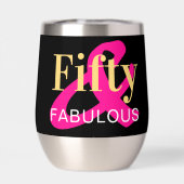 50e verjaardag Vijftig Fabulous Hot Pink Party (Achterkant)