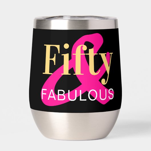 50e verjaardag Vijftig Fabulous Hot Pink Party (Achterkant)