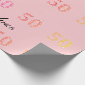 50e verjaardag Vijftig Fabulous Naam Roze Glitter Cadeaupapier (Hoek)