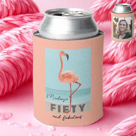 50e verjaardag Vijftig fantastische roze flamingo Blikjeskoeler