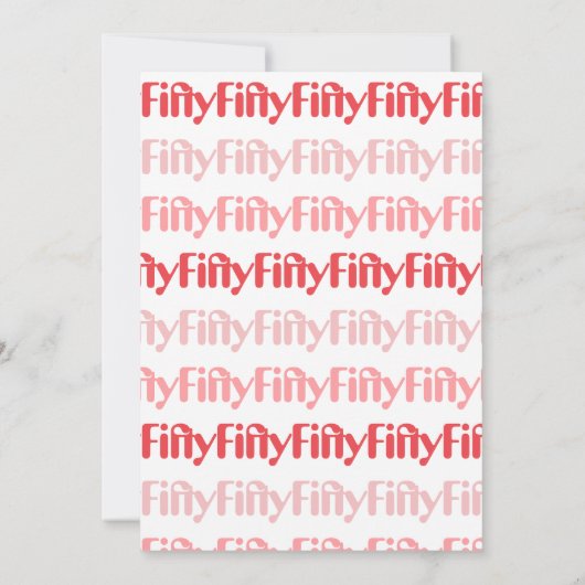 50e verjaardag Vijftig moderne partij roze rood Kaart (Achterkant)