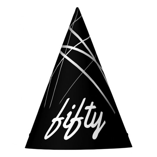 50e verjaardag, vijftig Pet van de zwarte papierpa Feesthoedjes (Voorkant)