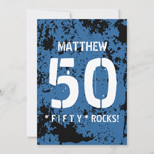50e verjaardag vijftig Rocks BLUE Grunge Pattern F Kaart (Voorkant)